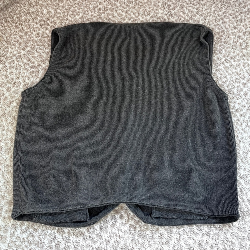 Y2K Gap Mens Large Gray Cotton Ribbed Knit Button Front Sweater Vest Chandler - Picture 2 of 10